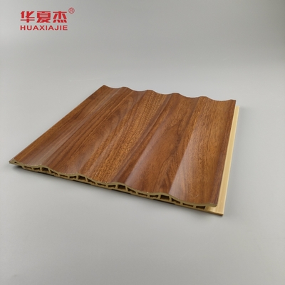Precio de fábrica al por mayor Grano de madera Panel de pared de Wpc fluido Decoración interior de la casa