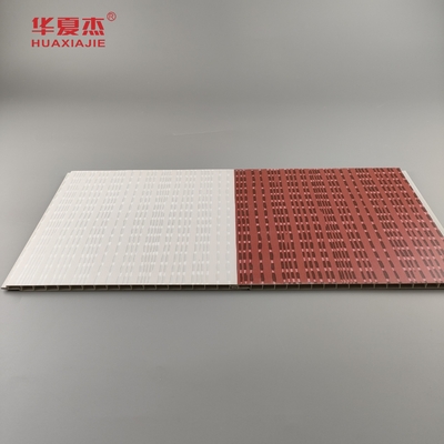 Moderno diseño panel de pared de pvc laminado panel de pvc wpc gris y rojo para decoración de hoteles