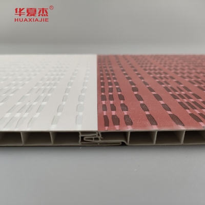Moderno diseño panel de pared de pvc laminado panel de pvc wpc gris y rojo para decoración de hoteles