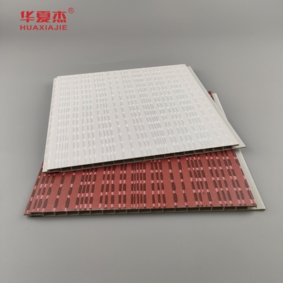 Moderno diseño panel de pared de pvc laminado panel de pvc wpc gris y rojo para decoración de hoteles