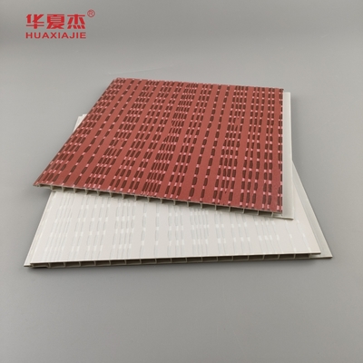 Moderno diseño panel de pared de pvc laminado panel de pvc wpc gris y rojo para decoración de hoteles