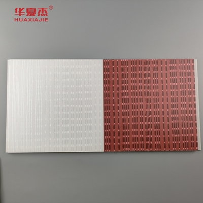 Moderno diseño panel de pared de pvc laminado panel de pvc wpc gris y rojo para decoración de hoteles