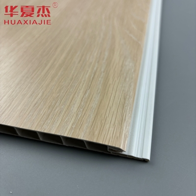 Moderno diseño de color roble panel de pared de PVC en forma de U panel interior de PVC material de construcción a prueba de humedad
