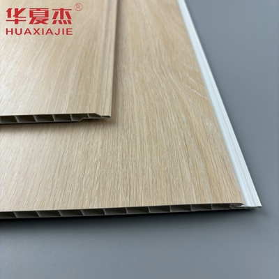 Moderno diseño de color roble panel de pared de PVC en forma de U panel interior de PVC material de construcción a prueba de humedad