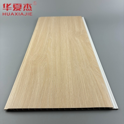Moderno diseño de color roble panel de pared de PVC en forma de U panel interior de PVC material de construcción a prueba de humedad