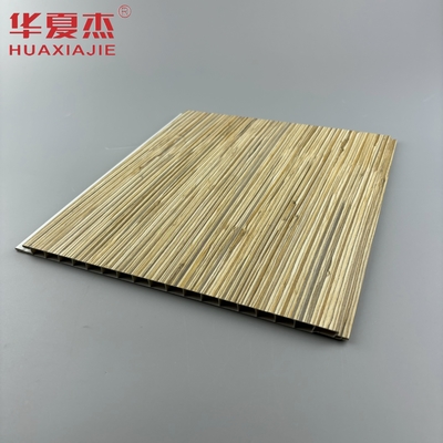 Diseño moderno Grano de madera Panel de pared de PVC de superficie laminada Panel de techo de superficie Decoración para el interior y el exterior del hogar