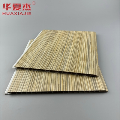 Diseño moderno Grano de madera Panel de pared de PVC de superficie laminada Panel de techo de superficie Decoración para el interior y el exterior del hogar
