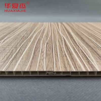 Panel de pared de PVC laminado de diseño moderno de 250x5mm Panel de granos de madera de PVC para decoración del salón