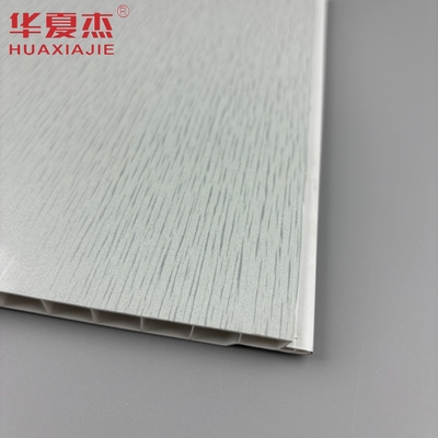 Panel de pared de PVC estampado en caliente Tablero base gris con patrón metálico plateado Panel de techo de PVC para decoración de sala de estar