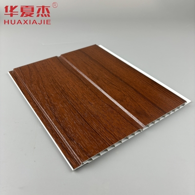 Panel de pared de pvc en forma de U de madera roja resistente a la humedad panel de techo de pvc para la decoración del salón del hogar