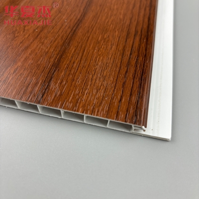 Panel de pared de pvc en forma de U de madera roja resistente a la humedad panel de techo de pvc para la decoración del salón del hogar