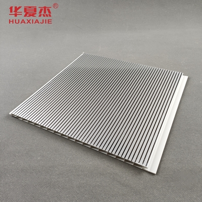 Buen precio Panel de pared de PVC de alto brillo de estampado en caliente Panel de techo de rayas de plata Diseño moderno en interiores en línea