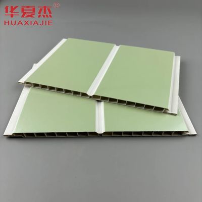 Paneles de pared de PVC impermeables de 200 mm, paneles de PVC con estampado en caliente verde, decoración del hogar